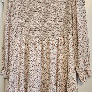 Floral Print Skirt - Cream and Red